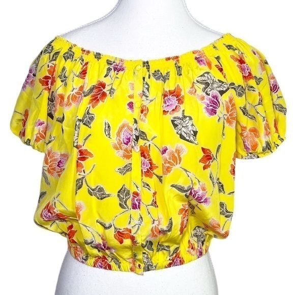 Joie Tops - Joie Silk Off the Shoulder Yellow Floral Blouse
